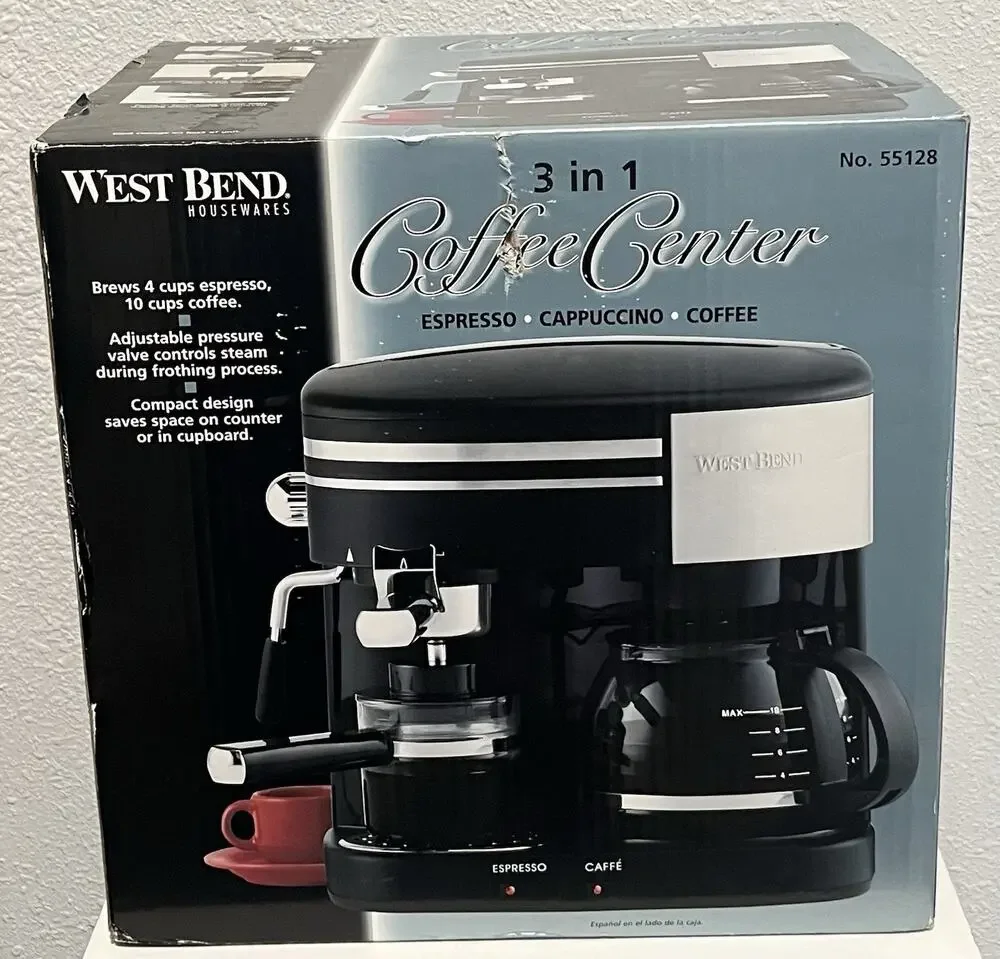 West Bend 55128 3-in-1 Coffee Center Espresso Cappuccino Drip New In Box NIB